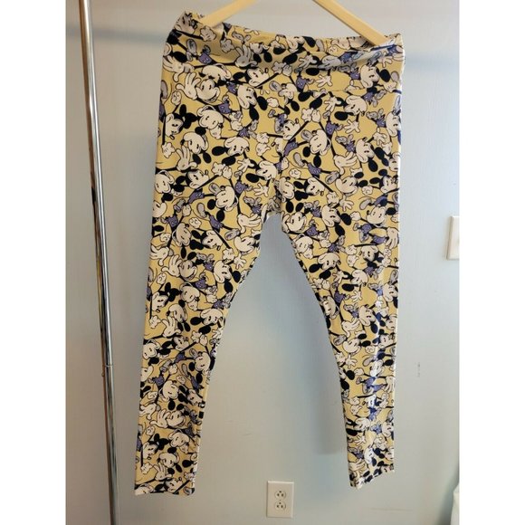 LuLaRoe Disney TC light Yellow Leggings w/ vintage Mickey Mouse unicorn - Picture 5 of 9